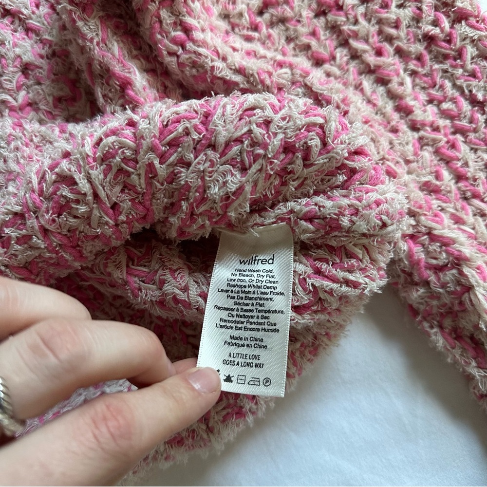 Aritzia Wilfred Pink Confetti Sweater Cropped Mock-Neck Sweater Size Size XXS - Picture 12 of 14